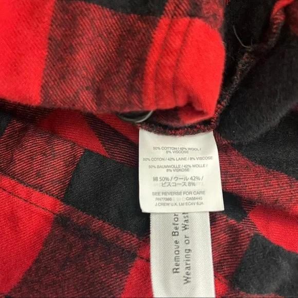 J Crew Red Buffalo Plaid Pullover Shirt Jacket. - Picture 10 of 11